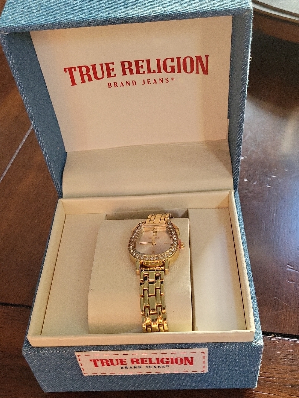 True Religion Gold Tone Crystal Accent Women’s Watch
